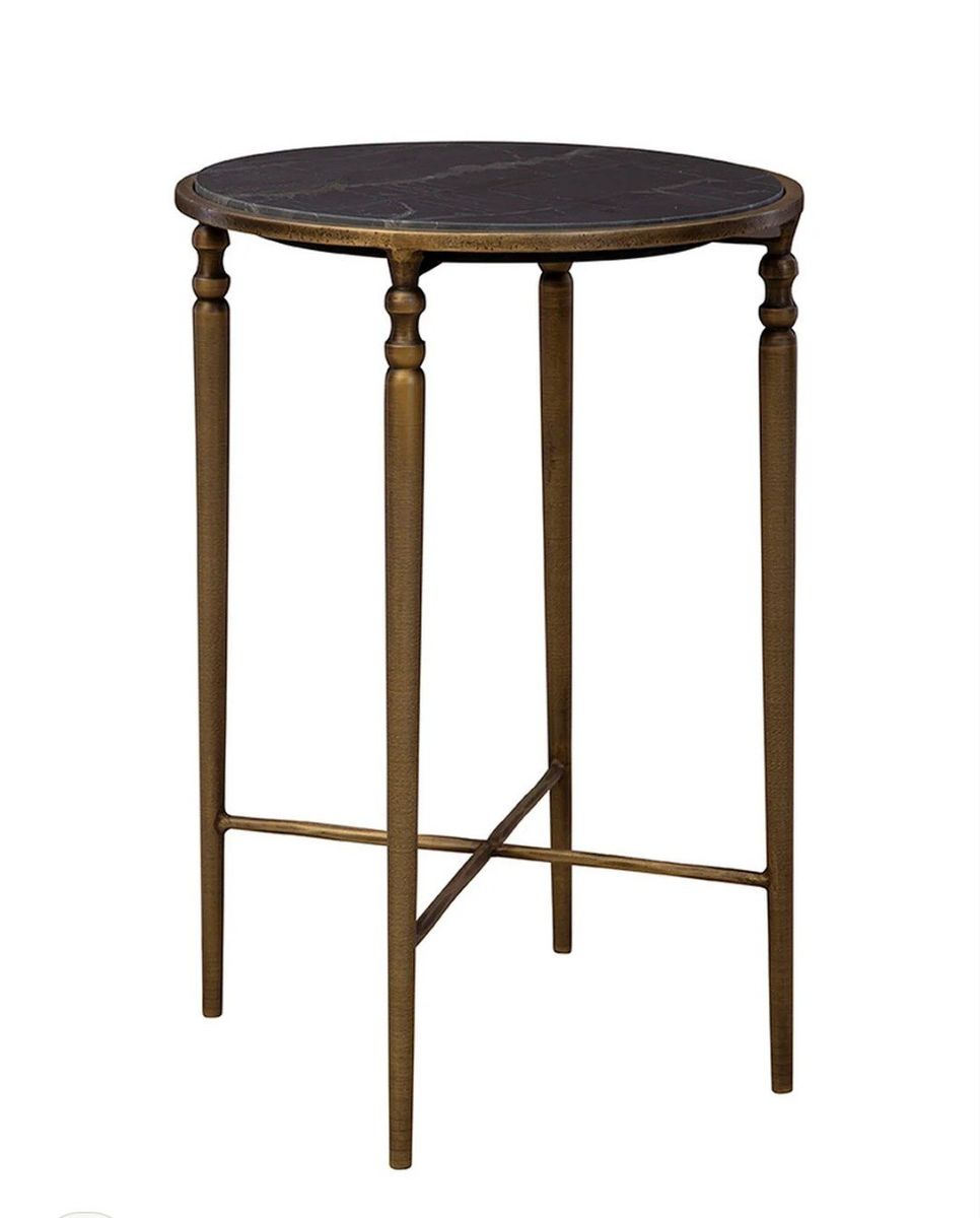 Brand New Evry Side Table – Marble Look & Antique Brass Finish
