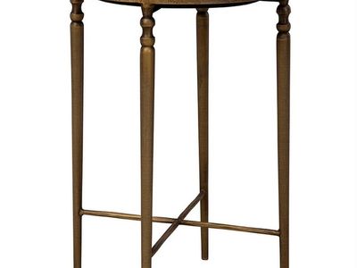 Brand New Evry Side Table – Marble Look & Antique Brass Finish