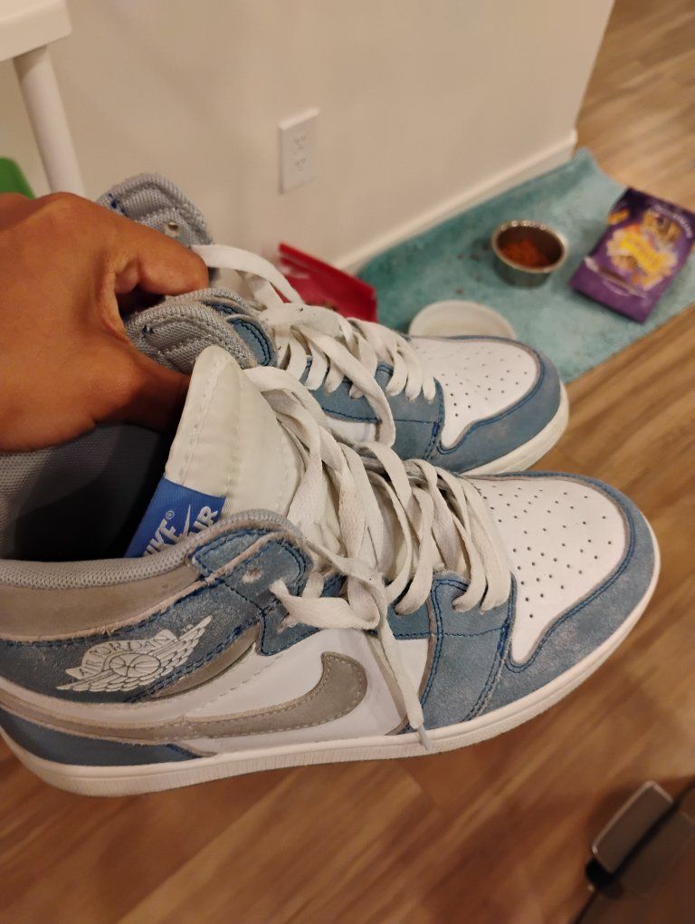 Nike Air Jordan 1 Hyper Royal Blue Grey Sneakers Men's Size 7.5
