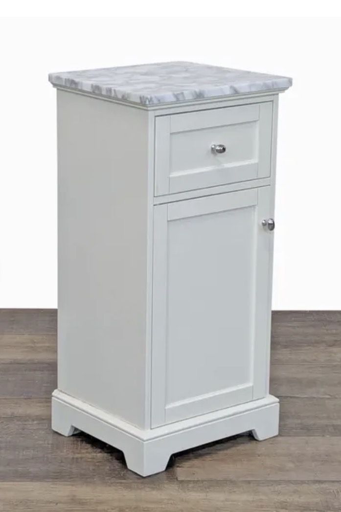 (2) Pottery Barn Marble-Top Sundry Towers