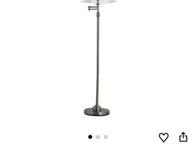 Swing Arm Floor Lamp - Adjustable LED, Brushed Steel Finish