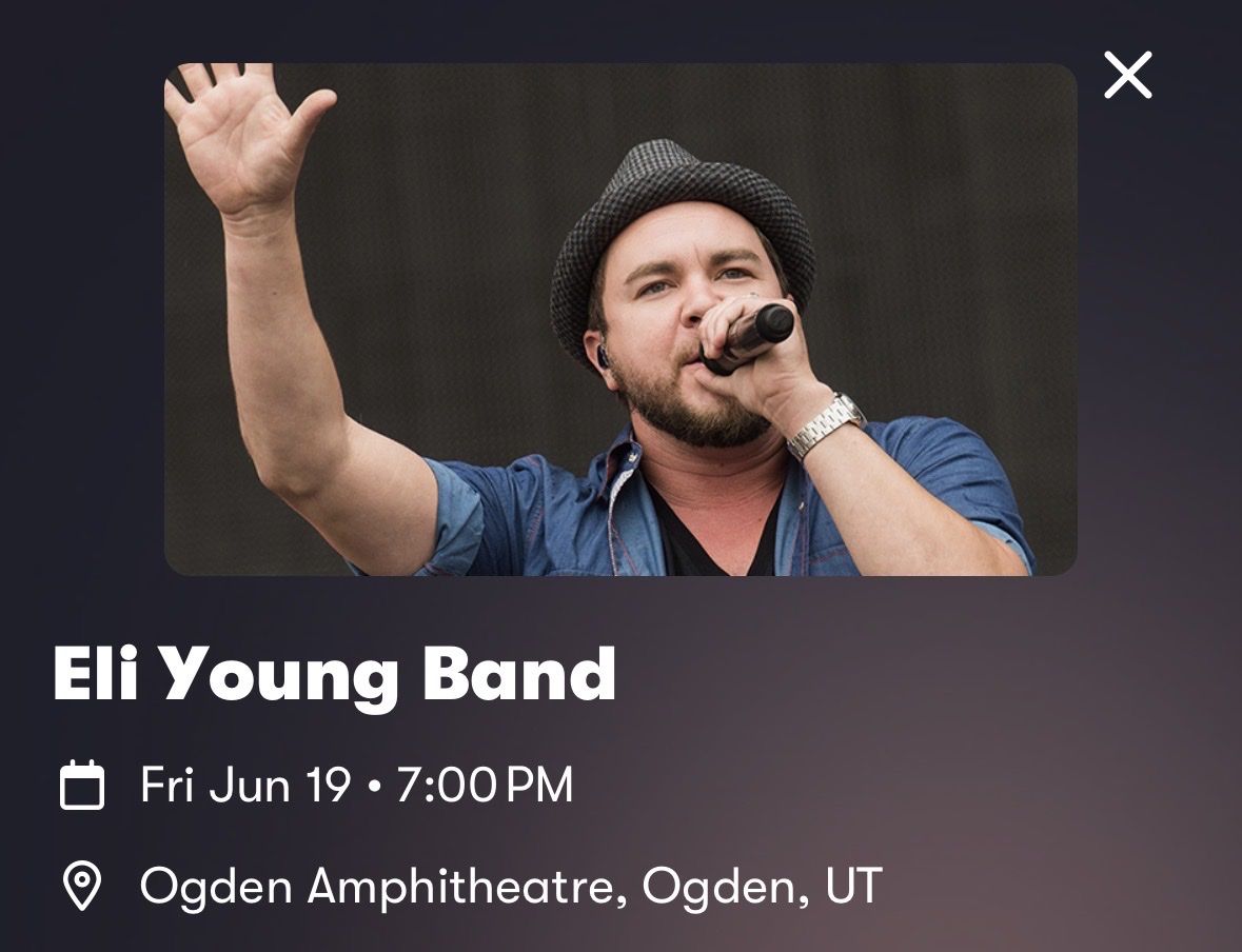 Eli Young Band June 19th Ogden Amphitheater GA 2 concert tickets