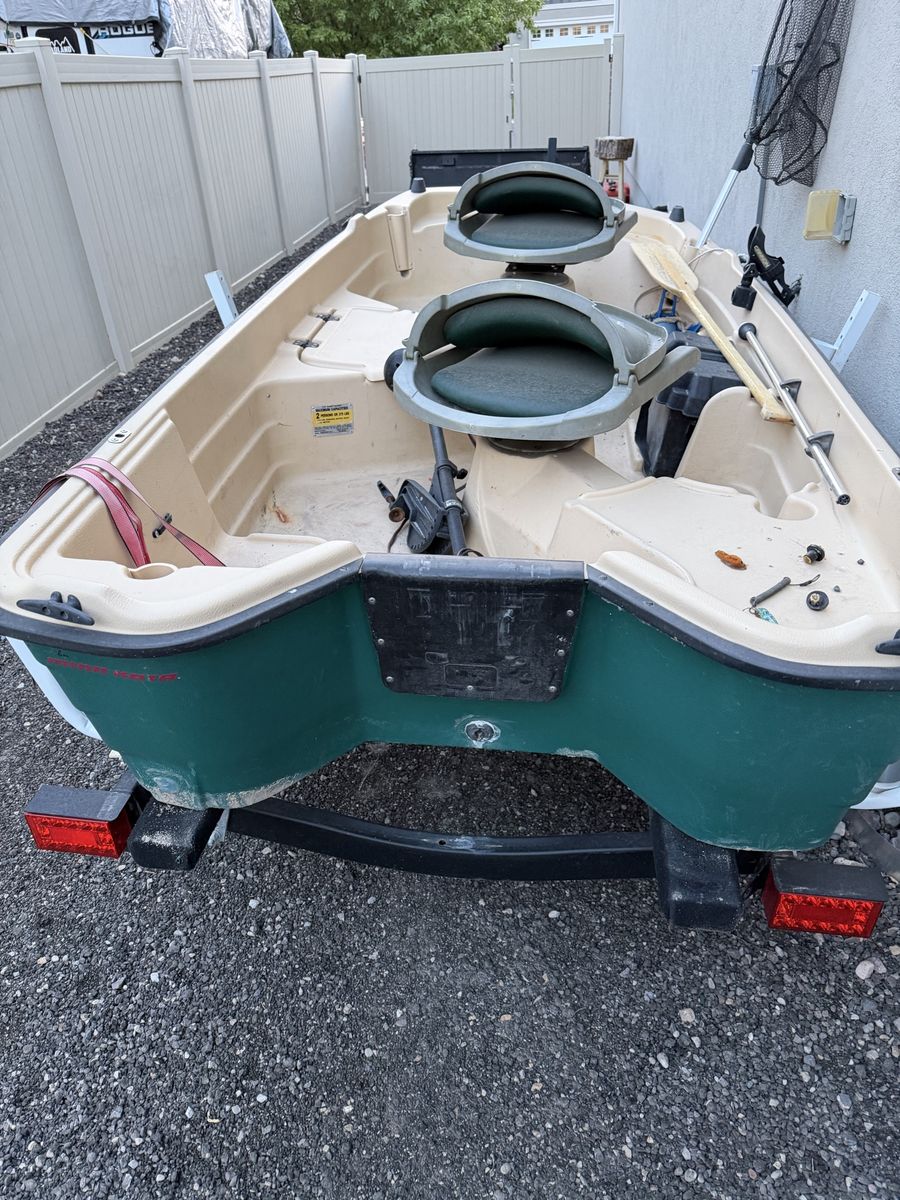 Used Pelican Predator 103 Jon Boat Fishing Boat with Trolling Motor and Trailer
