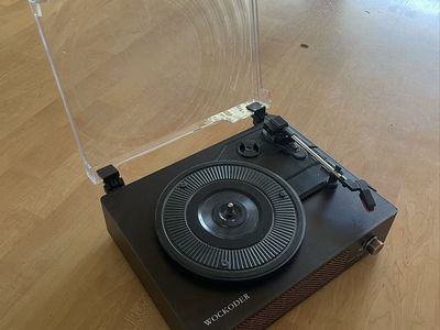 WOCKODER Vintage Bluetooth Record Player with Speakers - 3-Speed Turntable, LP Player, Aux-in, RCA, Auto Stop