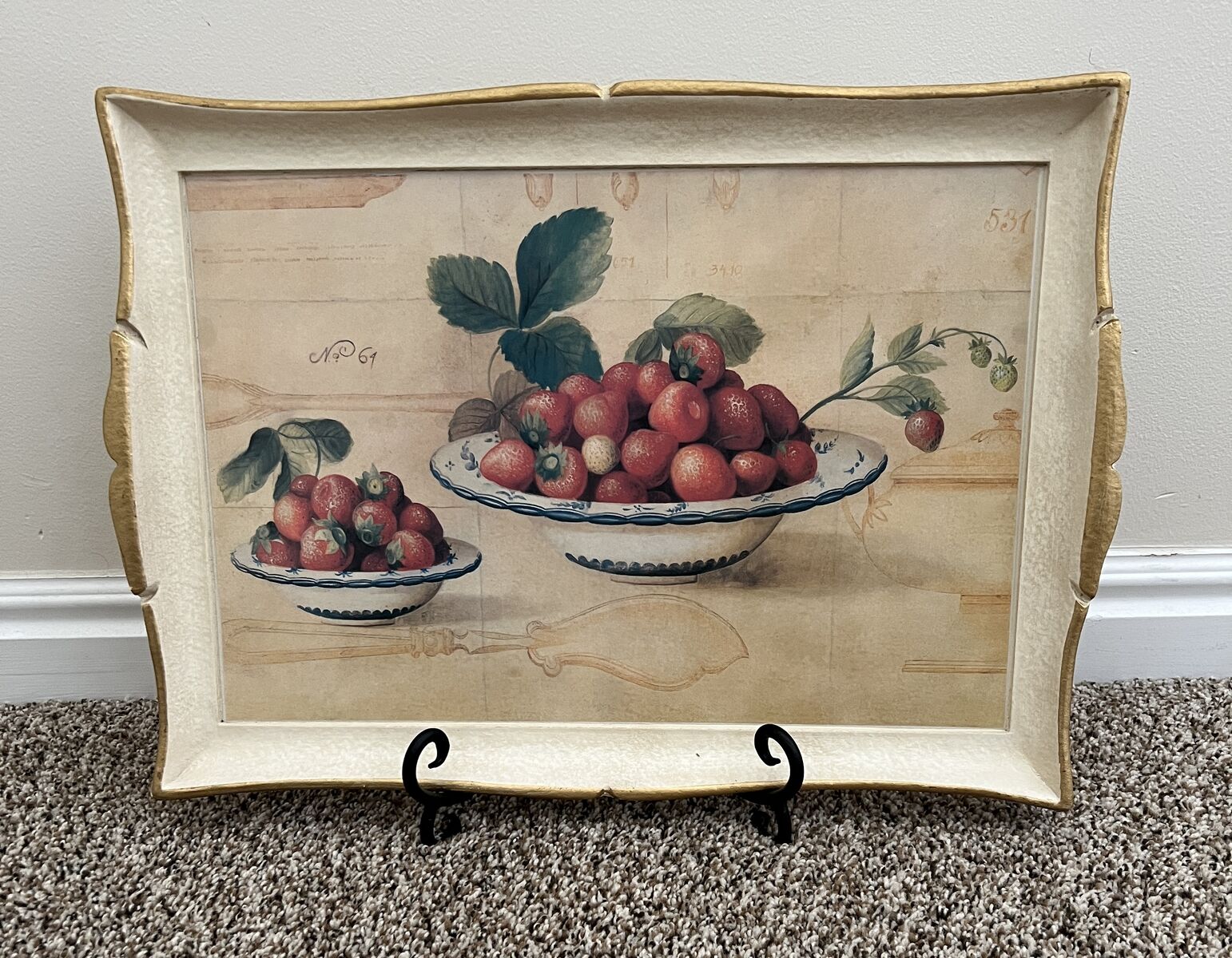 Wooden Strawberry Art Tray