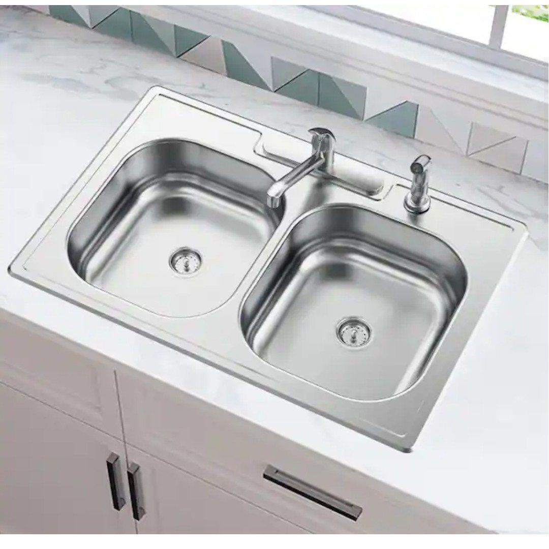 New 33 inch double Bowl sink with faucet