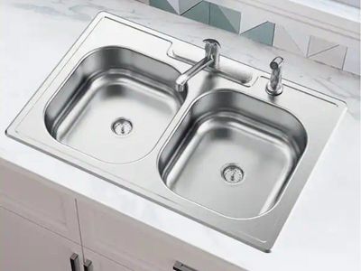 New 33 inch double Bowl sink with faucet