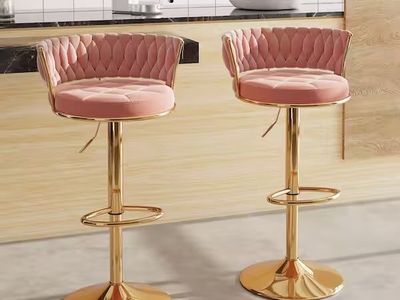 Velvet Adjustable Bar Stools Set of 2 — Brand New