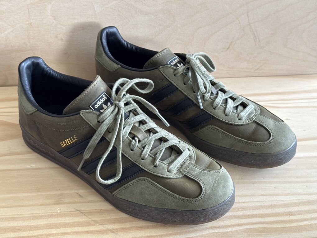 ADIDAS Gazelle Olive Strata Gum. All Leather $28