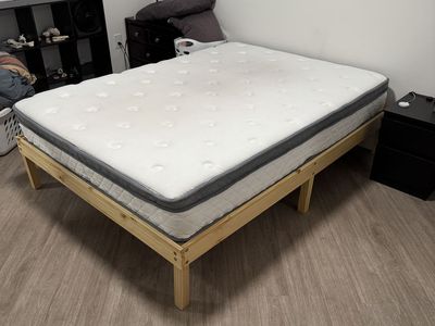 Full Size mattress and bed frame < 2 years old, great condition