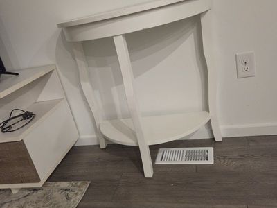 White Half-Round Wood Console Table, Entryway or Hallway Accent Furniture