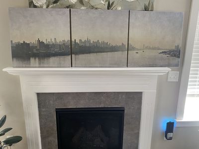 NYC Skyline Canvas Wall Art - 3-Panel Panoramic Print, Grey/Neutral Tones, Modern Decor