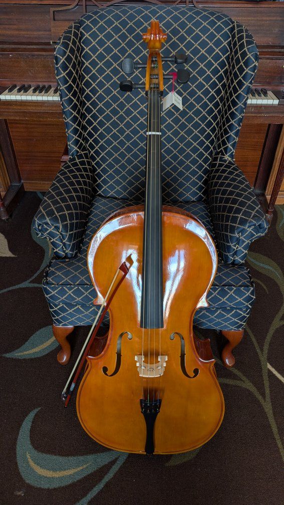 Hans Mueller Hand Carved Cello Outfit with Bow and case 4/4