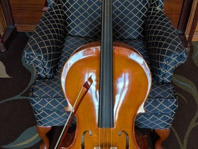 Hans Mueller Hand Carved Cello Outfit with Bow and case 4/4