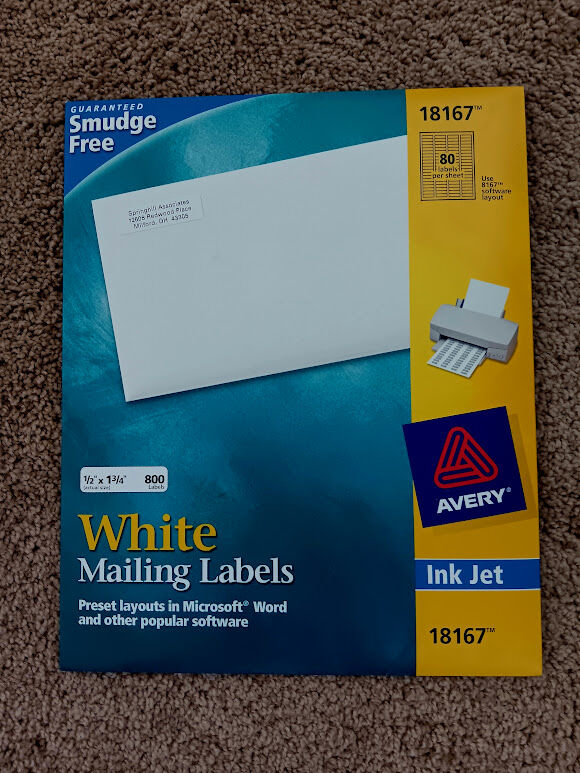 Avery Self-Stick, White Mailing Labels