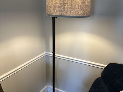 Modern Black Floor Lamp with Drum Shade -