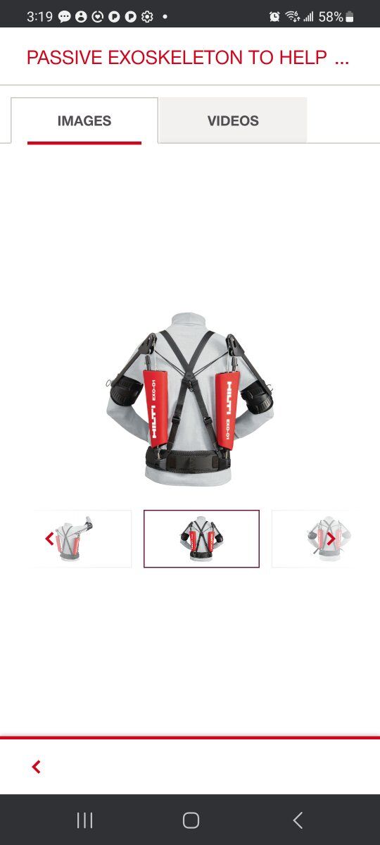 new hilti exoskeleton overhead ha exo-01 (900$ val