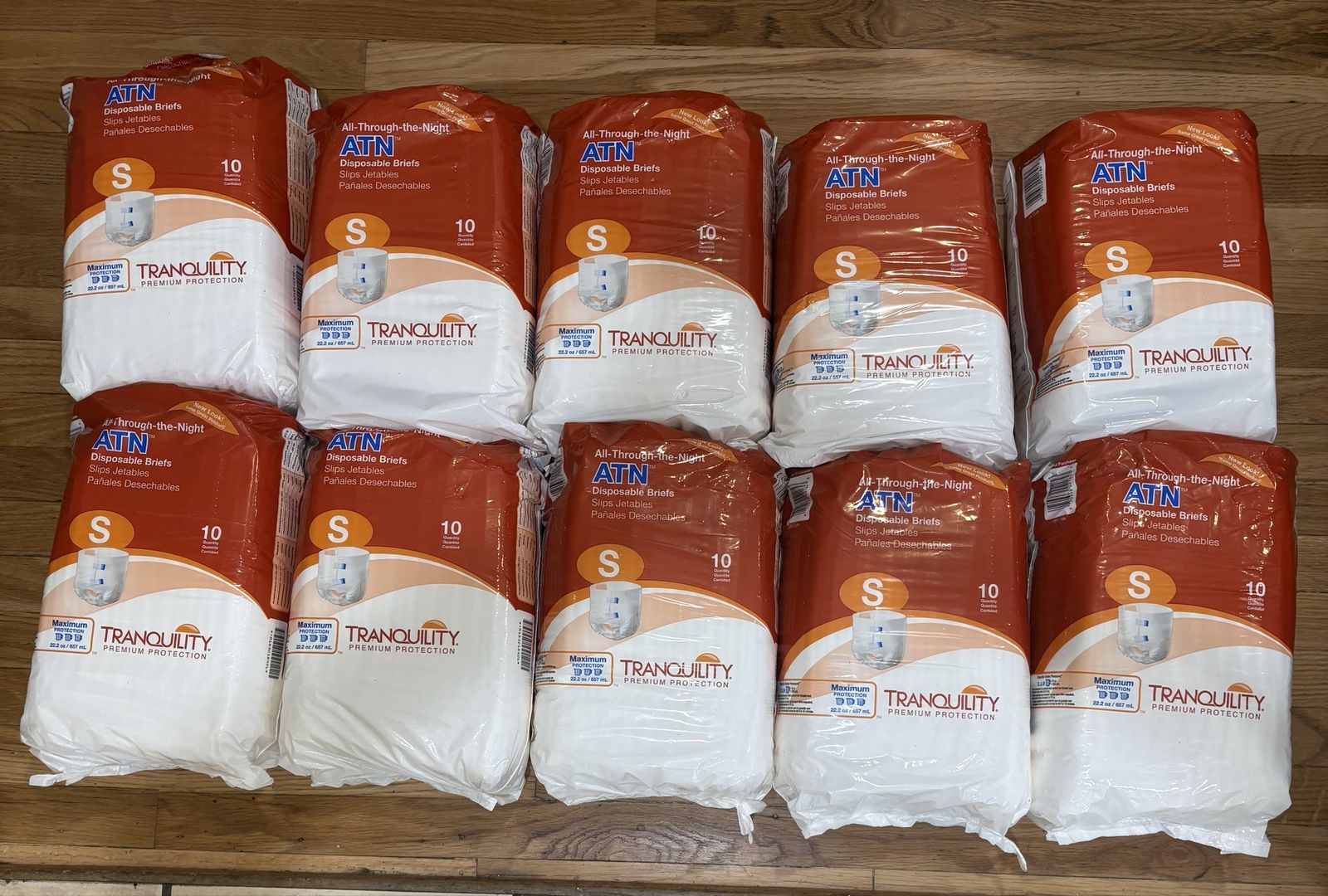 10 Packs Tranquility ATN Adult Briefs – Small – New & Sealed