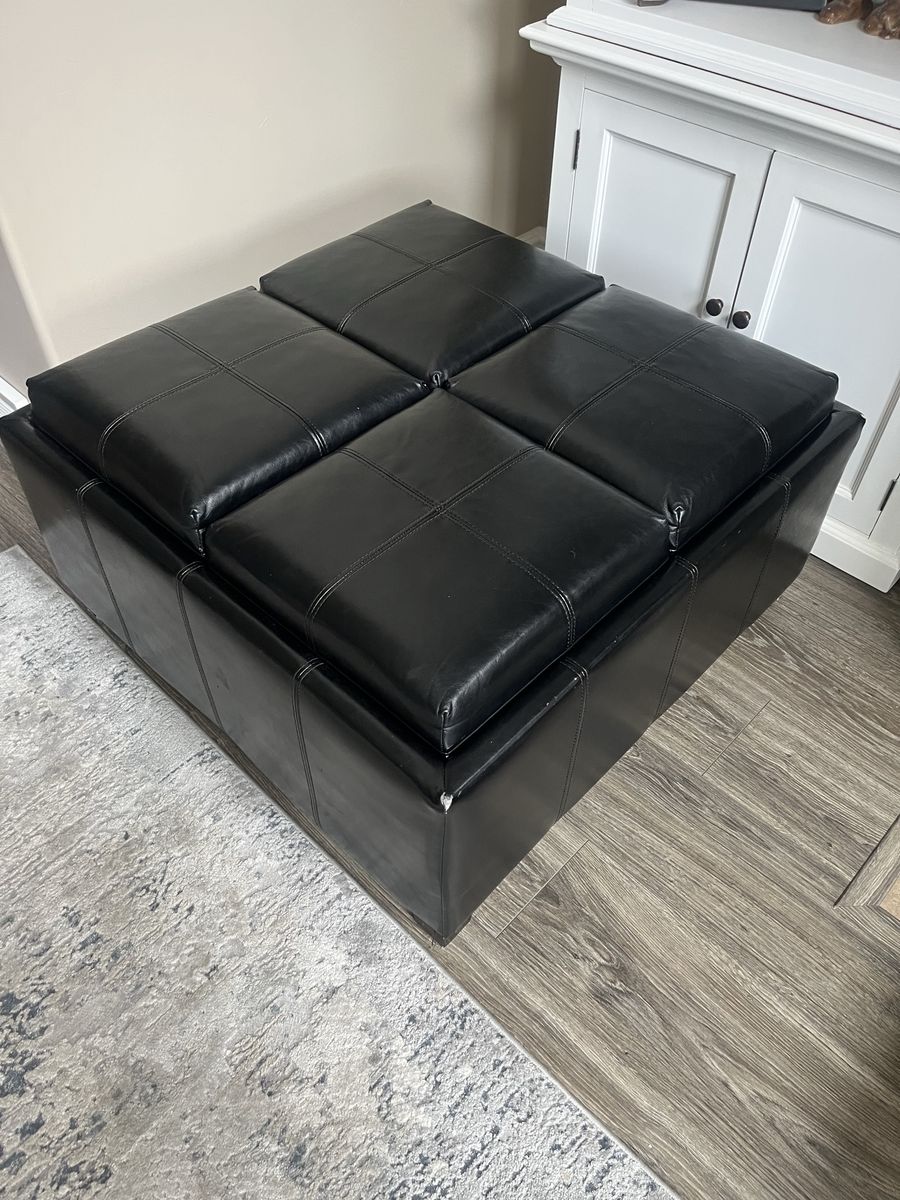 Faux leather ottoman