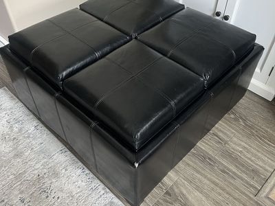Faux leather ottoman