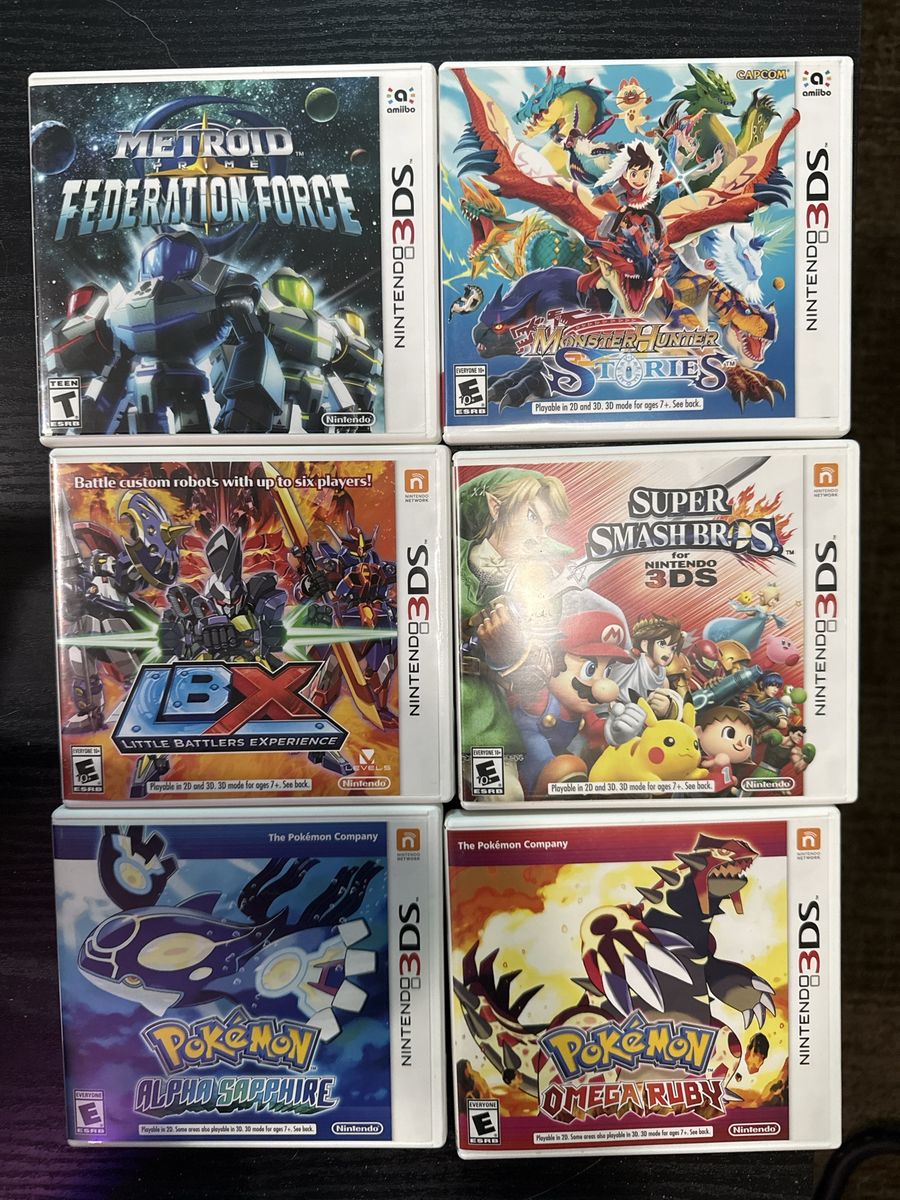Nintendo 3DS Game Lot - Pokemon Alpha Sapphire, Omega Ruby, Smash Bros & More