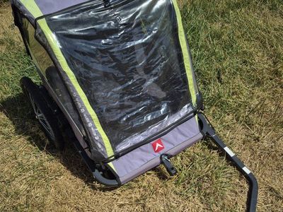 Ready-to-Ride! Green Allen Sports 2-Child Bicycle Trailer Stroller Bike Complete Kit Foldable