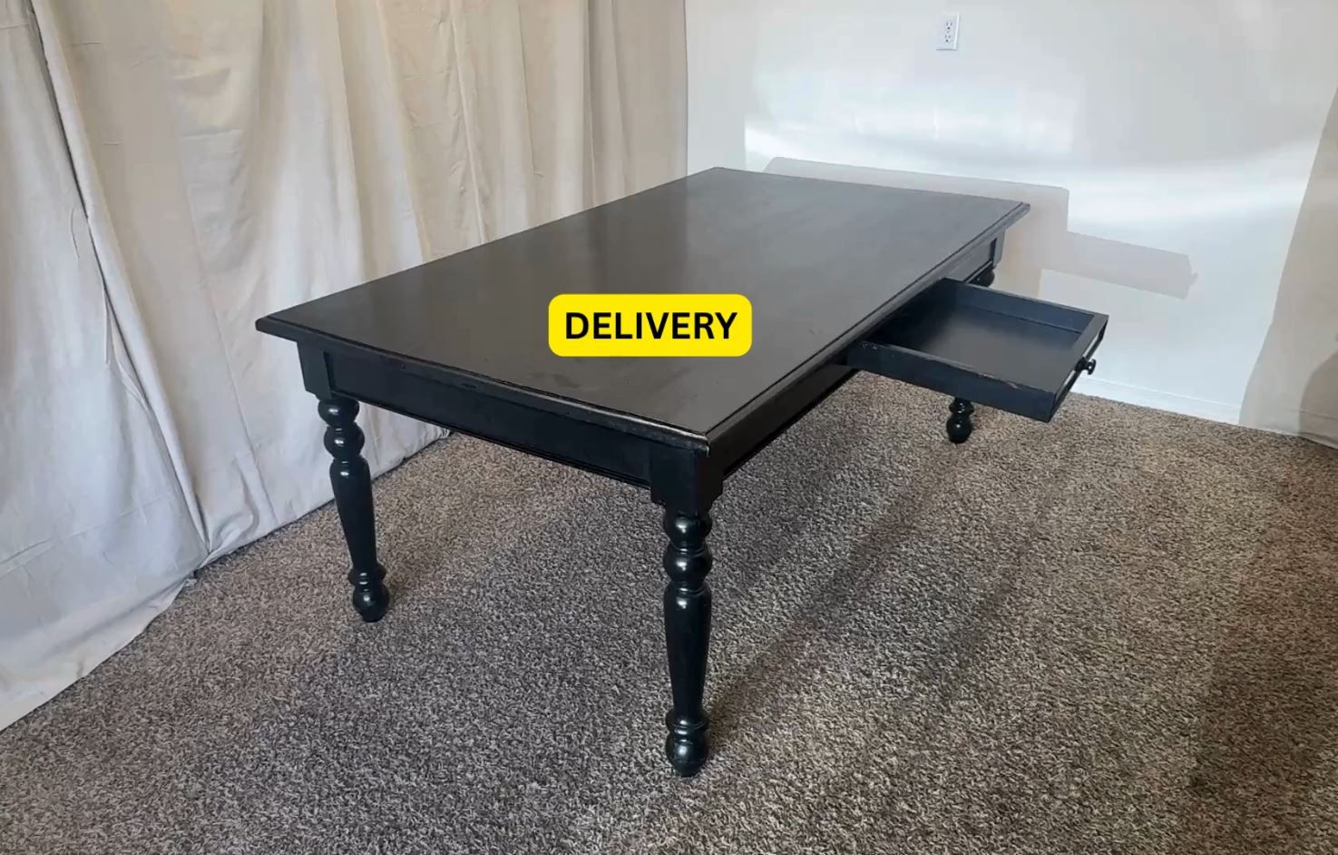 DELIVERY - LARGE Table w/ Side Drawer - Black