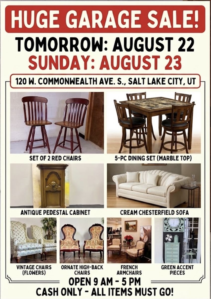 Furniture, garage sale