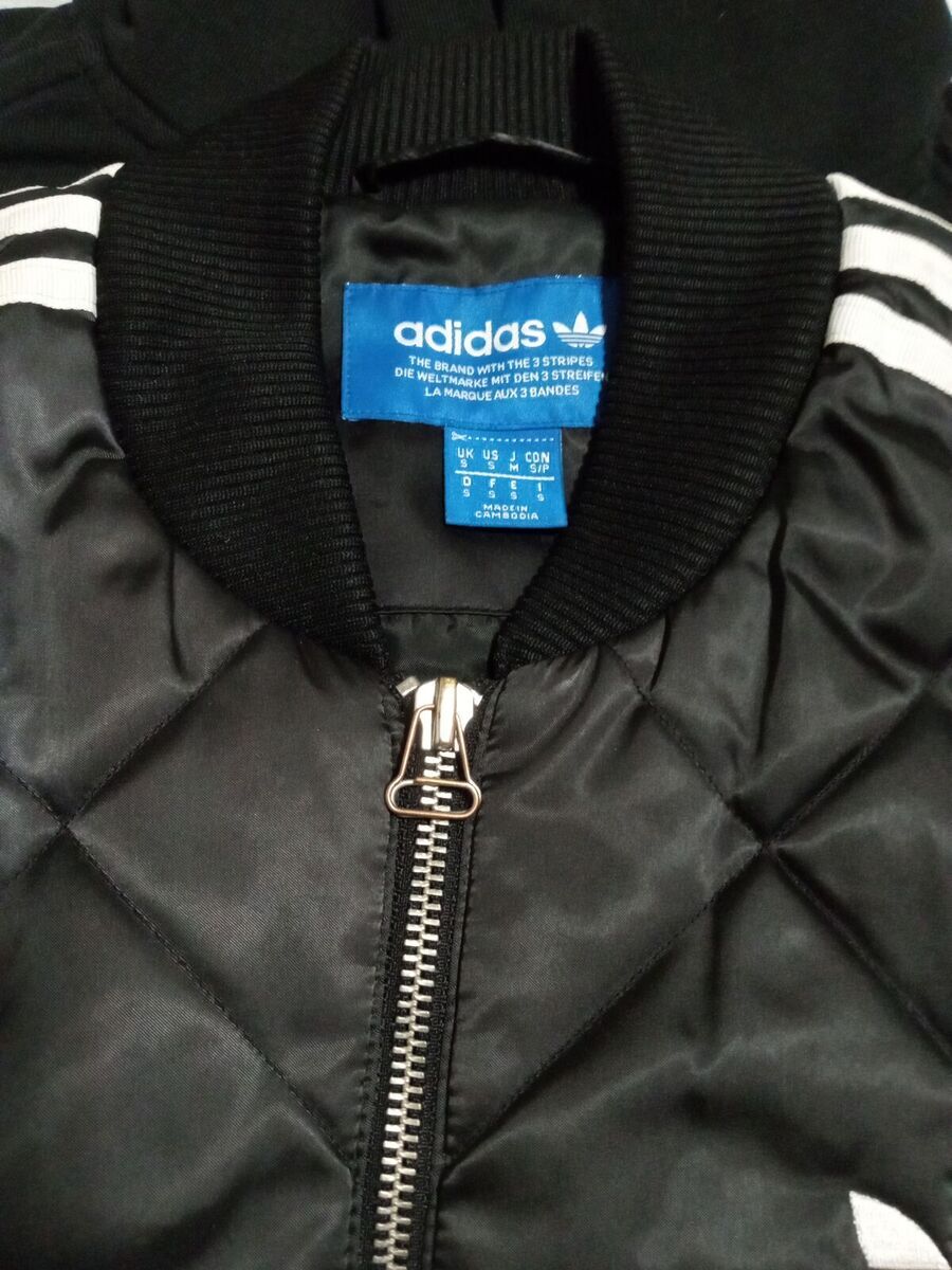Adidas quilted black and white bomber jacket