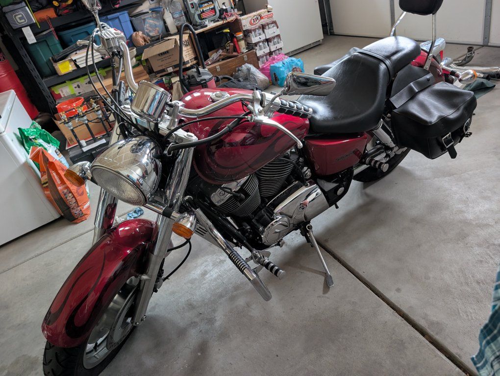 2003 Honda Shadow Sabre 1100 Cruiser Motorcycle with Flame Paint Job & Accessories