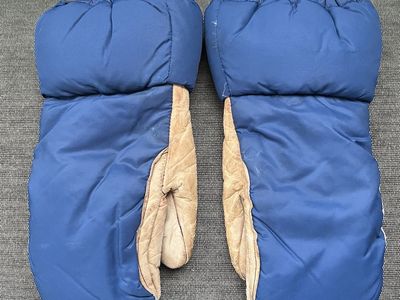 Vintage Down Filled Gloves / Mittens -With Leather - Adult Size