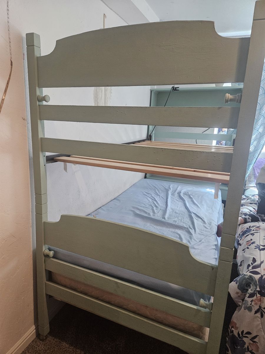 Nice teal wood bunk bed