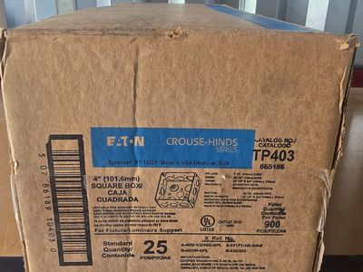 Eaton Crouse-Hinds 4" Square Outlet Box 25 ea. TP403 New