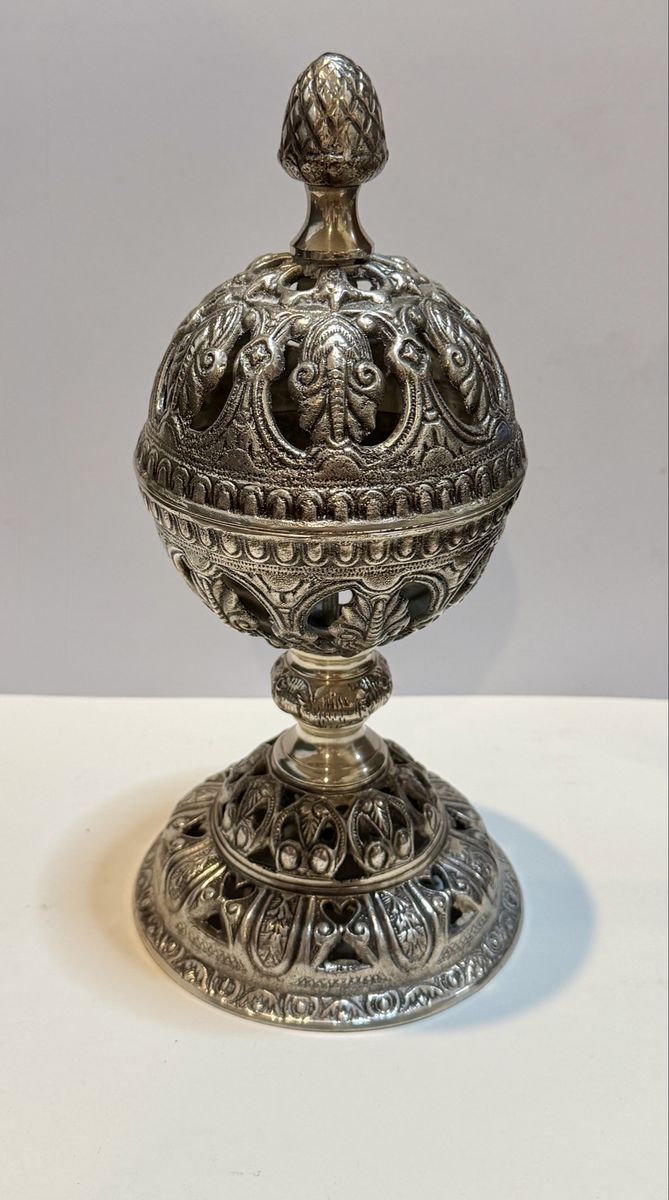 Ornate Metal Censer / Incense Burner – 11.5”