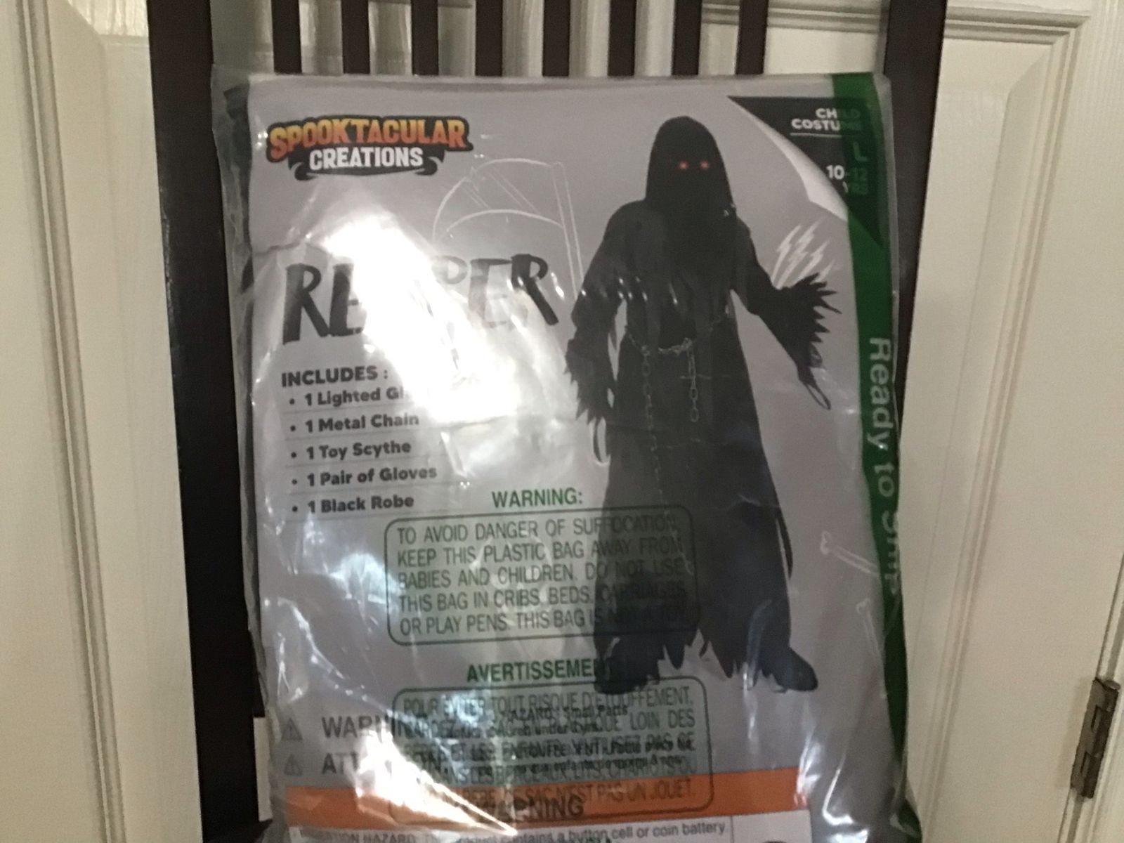 Spooktacular Creations Reaper Costume Child Size L (10-12 yrs) w/ Lighted Glasses, Scythe, Robe