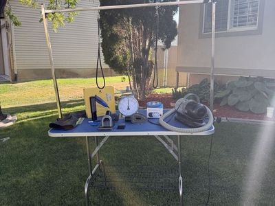 Pet grooming table and tools
