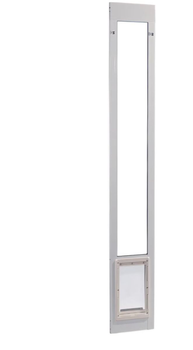 Medium Aluminum Pet Patio Door, Adjustable Height 77-5/8" to 80-3/8", 7" x 11-1/4" Flap Size, White