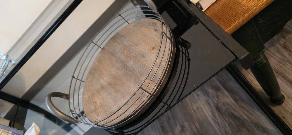 Hearth & Hand Wood & Wire Round Tray