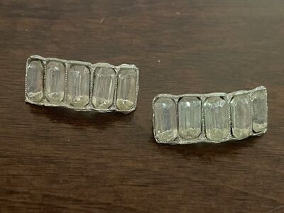 2 Vintage Emerald Cut Rhinestone Pieces