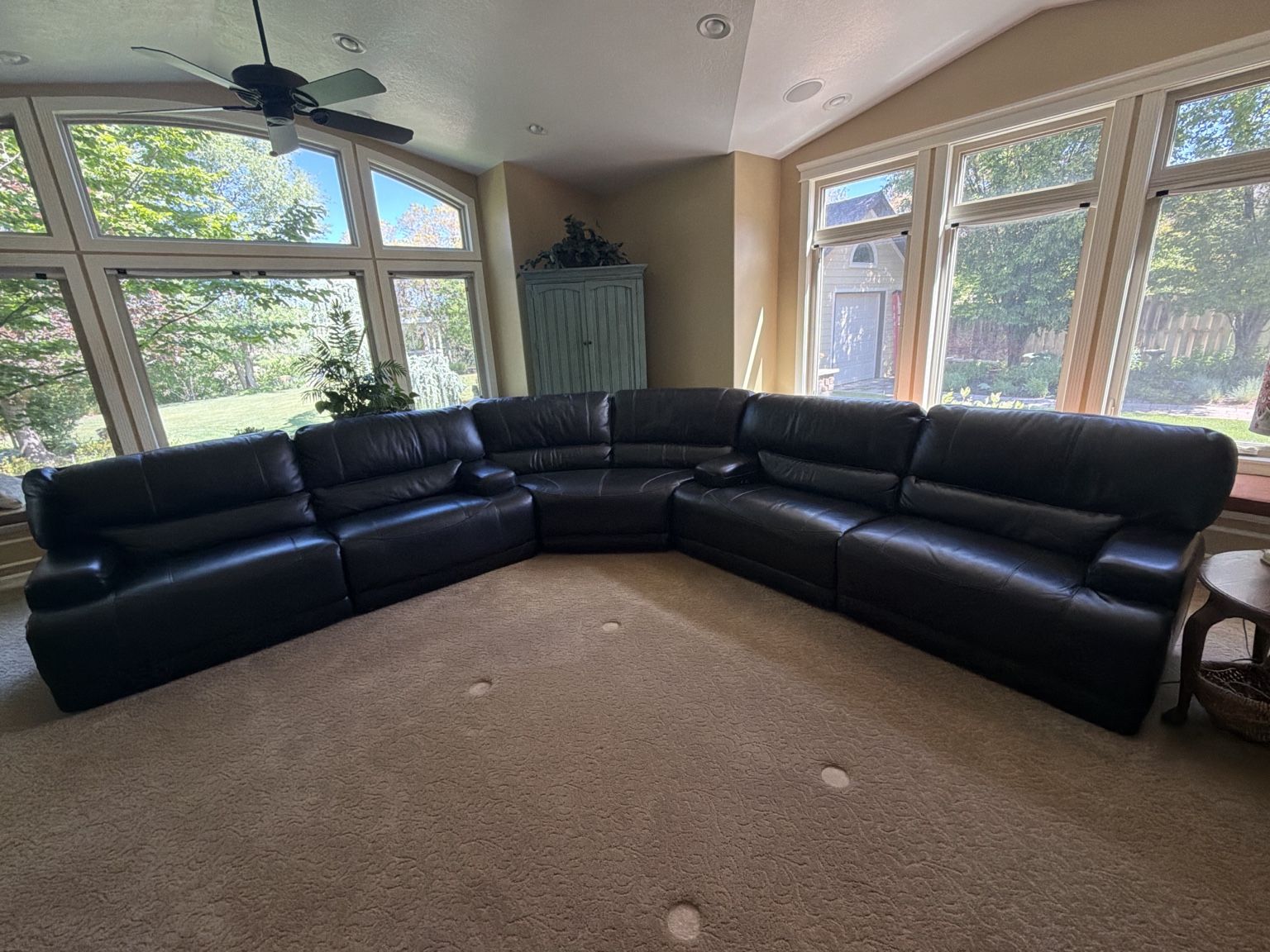 Large Black Leather Sectional Sofa