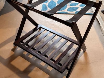 3 Wood Luggage Rack Folding Suitcase Stand with Storage Shelf - Dark Brown