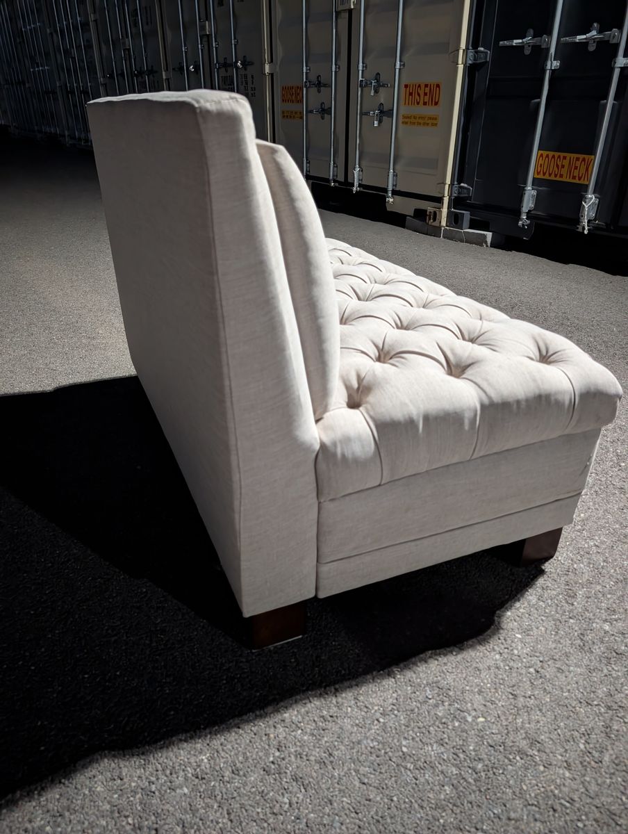 Upholstered Tufted Banquette Bench - Cream Fabric Seating