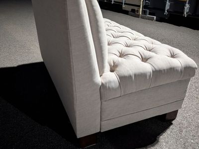 Upholstered Tufted Banquette Bench - Cream Fabric Seating