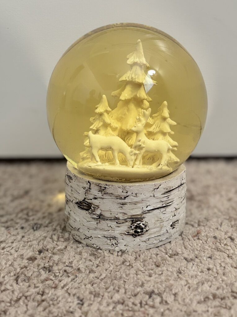 Christmas Snow Globe Reindeer and Trees 5.5X5in