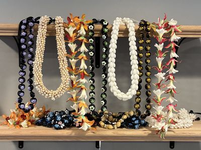 Hawaiian Leis for Easter, Weddings, Graduations, etc. Kukui Nut Necklaces Silk Tuberose Orchid Shell