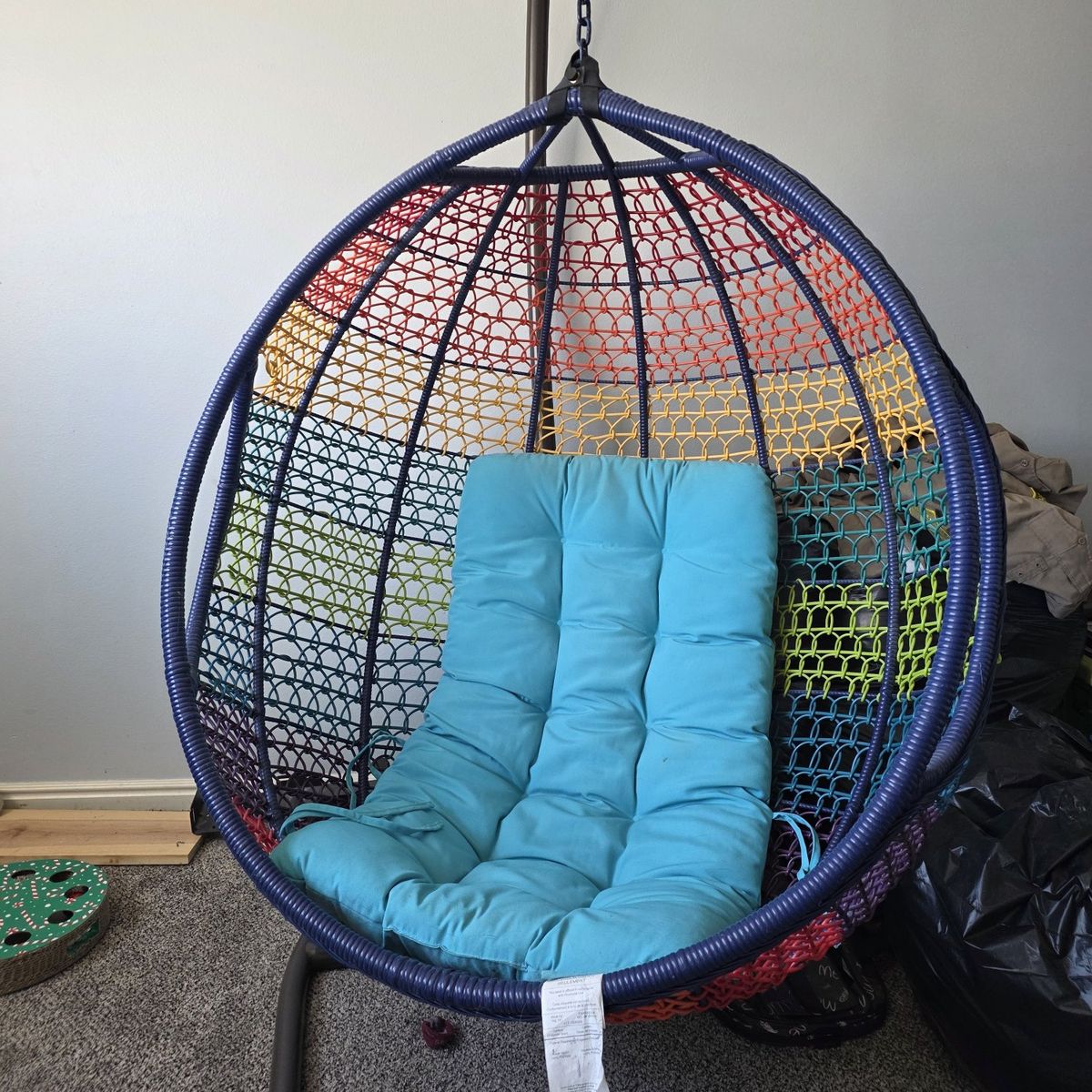 Hanging egg chair (basket chair) with stand
