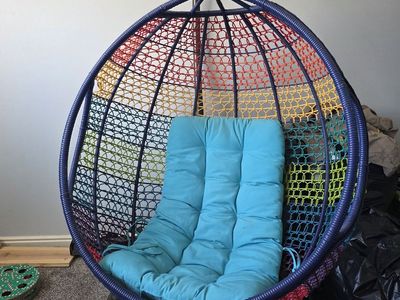 Hanging egg chair (basket chair) with stand