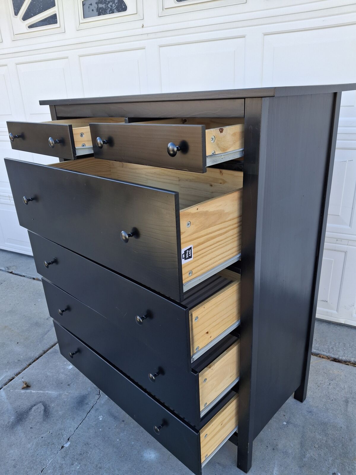 extra tall pine wood black 6 drawers dresser/bebe