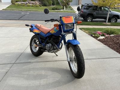 Yamaha TW200 Dual Sport Motorcycle Blue and Orange