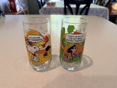 Camp Snoopy collectible glasses from 1983